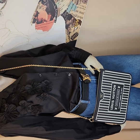 BNEW LOUIS VUITTON NEVERFULL REVERSIBLE INSIDE OUT POCHETTE POUCH BLACK WHITE - Picture 4 of 17